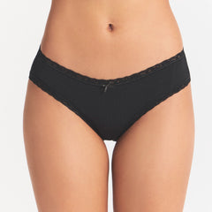 LIGHTWEIGHT COTTON POINTELLE LACE BRIEF | SOOT TONAL ON A MODEL SIDE VIEW | FOCUS: 0.0, 1.0, 0.9