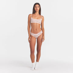 LIGHTWEIGHT COTTON POINTELLE LACE BRIEF | VILLA EGRET RUNWAY STRIPE ON A MODEL FRONT VIEW @ | FOCUS: 0.0, 1.0, 0.9