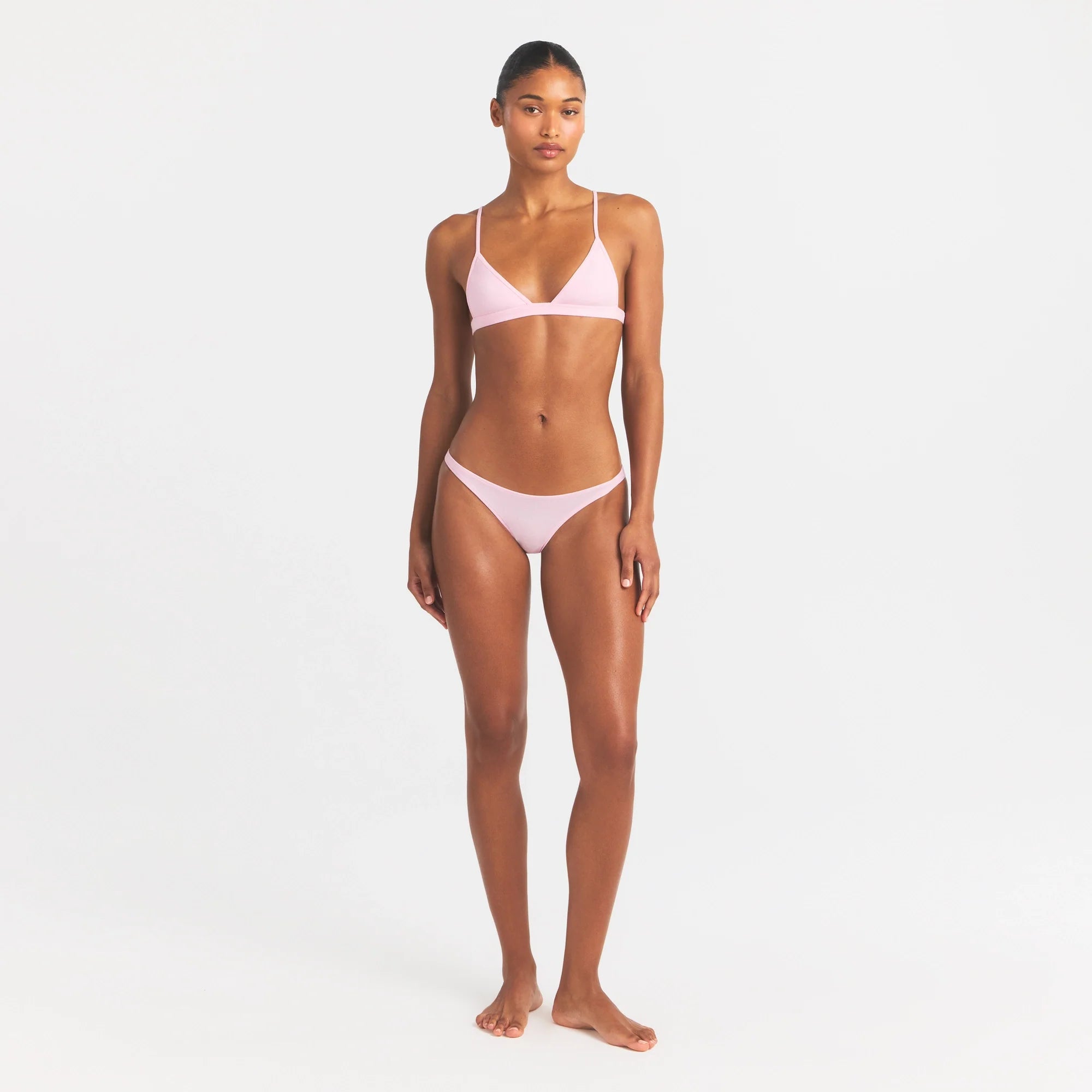 EVERYDAY COTTON TRIANGLE BRALETTE | PEONY ON A MODEL FRONT VIEW @ | FOCUS: 0.0, 1.0, 0.9