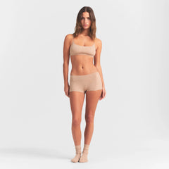 EVERYDAY COTTON SCOOP BRALETTE | CLAY HEATHER ON A MODEL FRONT  VIEW @ | FOCUS: 0.0, 1.0, 0.9