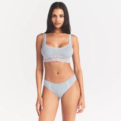 LIGHTWEIGHT COTTON LACE SCOOP BRALETTE | AIRSPACE ON A MODEL SIDE VIEW @ | FOCUS: 0.0, 1.0, 0.9