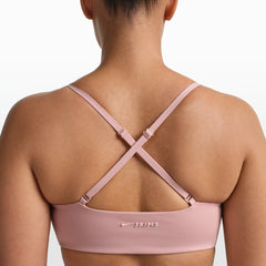NikeSKIMS MATTE MICRO SCOOP BRA | HIMALAYAN ON A MODEL FRONT VIEW @ | FOCUS: 0.0, 1.0, 0.9