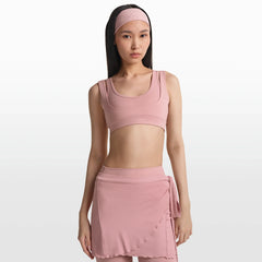 NikeSKIMS MATTE DOUBLE STRAP SCOOP BRA | HIMALAYAN ON A MODEL FRONT VIEW @ | FOCUS: 0.0, 1.0, 0.9
