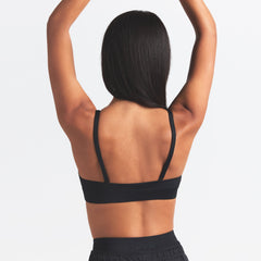 NikeSKIMS SHINE TRIANGLE BRA | OBSIDIAN ON A MODEL SIDE VIEW
