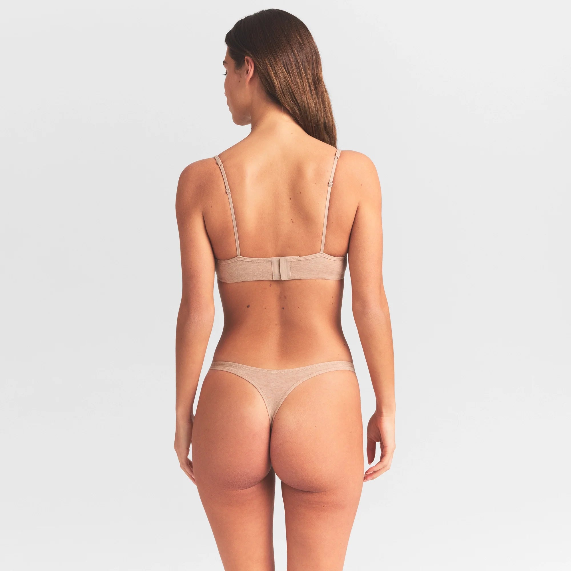 EVERYDAY COTTON UNLINED DEMI BRA | CLAY HEATHER ON A MODEL SIDE  VIEW @ | FOCUS: 0.0, 1.0, 0.9