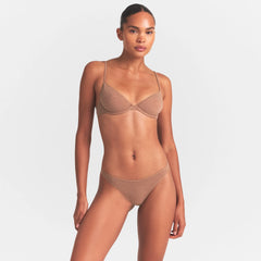 EVERYDAY COTTON UNLINED DEMI BRA | SIENNA HEATHER ON A MODEL SIDE  VIEW @ | FOCUS: 0.0, 1.0, 0.9