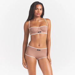 COTTON RIB BALCONETTE BRA | SIENNA CONTRAST & LAYS FLAT ON A WHITE BACKGROUND | FLT @ | FOCUS: 0.0, 1.0, 0.9