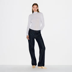 SHEER MODAL LONG SLEEVE TURTLENECK BODYSUIT | MIST ON A MODEL FRONT VIEW @ | FOCUS: 0.0, 1.0, 0.9