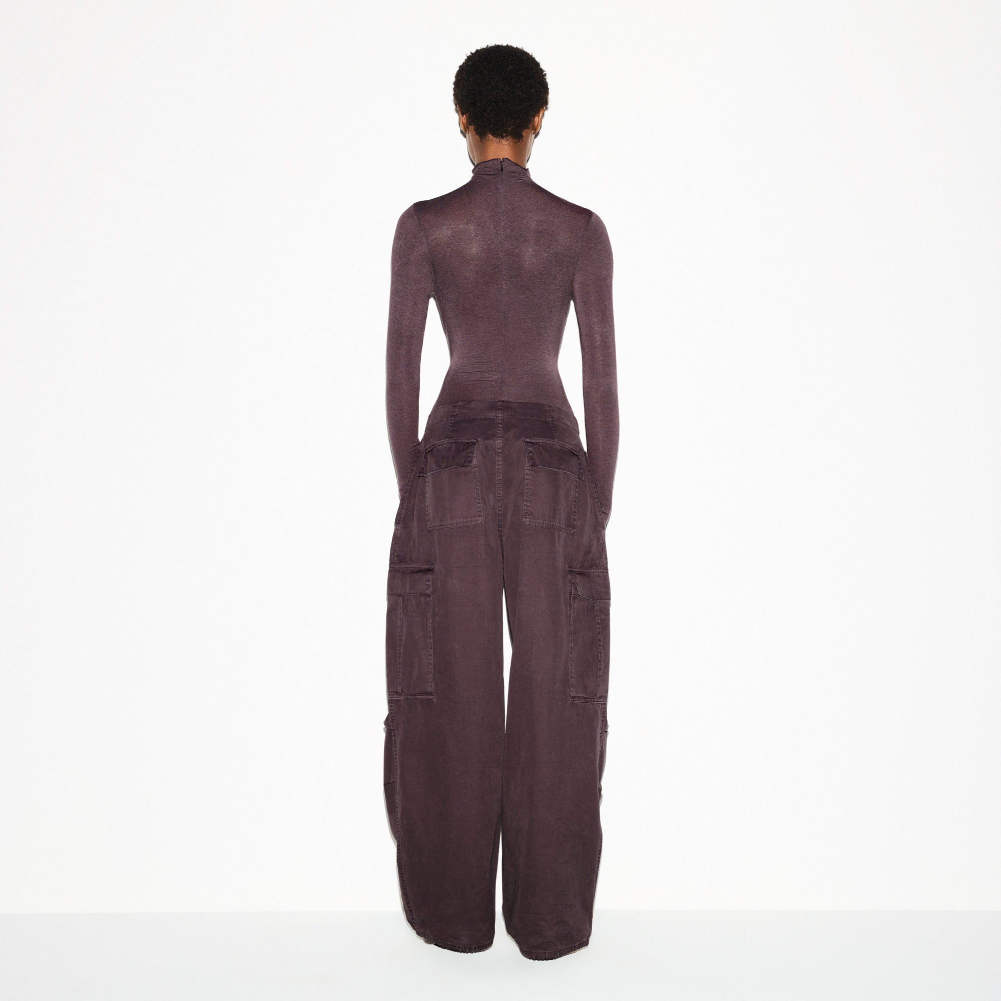 SHEER MODAL LONG SLEEVE TURTLENECK BODYSUIT | PHOENIX ON A MODEL FRONT VIEW @ | FOCUS: 0.0, 1.0, 0.9