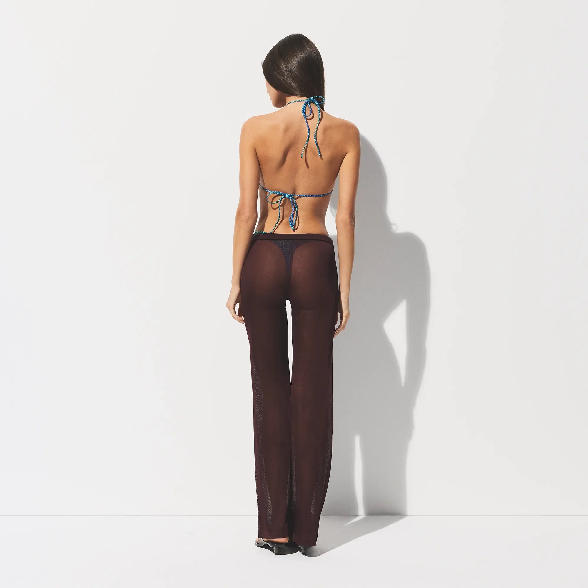 SLINKY KNIT LOW RISE PANT | CURRANT ON A MODEL BACK VIEW @ | FOCUS: 0.0, 1.0, 0.9