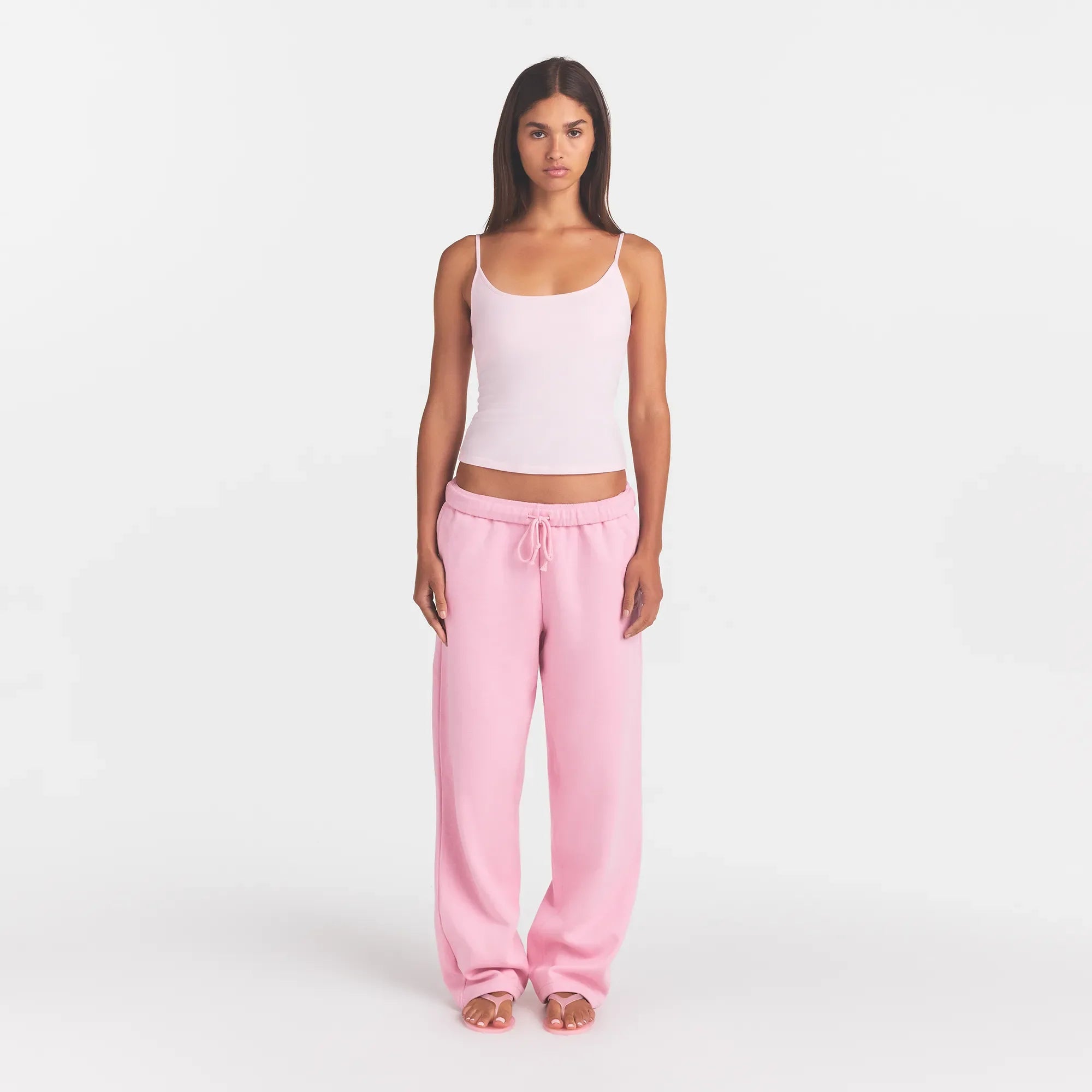 COTTON FLEECE CLASSIC STRAIGHT LEG PANT | HALITE WITH SNOW LOGO ON A MODEL FRONT VIEW @ | FOCUS: 0.0, 1.0, 0.9