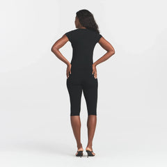 REFINED KNIT CAPRI | OBSIDIAN ON A MODEL FRONT VIEW @ | FOCUS: 0.0, 1.0, 0.9