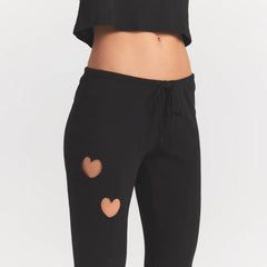 WORN IN JERSEY HEART STRAIGHT LEG PANT | WASHED ONYX ON A MODEL SIDE VIEW @ | FOCUS: 0.0, 1.0, 0.9