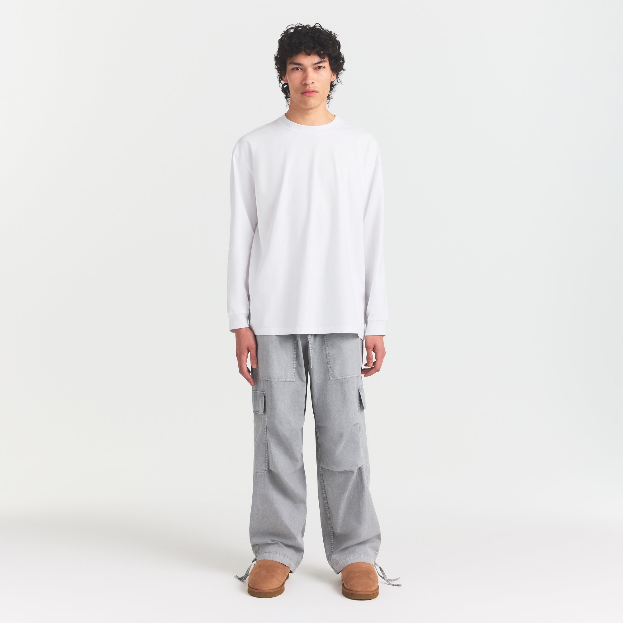 WOVEN MENS CARGO PANT | PACIFIC ON A MODEL FRONT VIEW @ | FOCUS: 0.0, 1.0, 0.9
