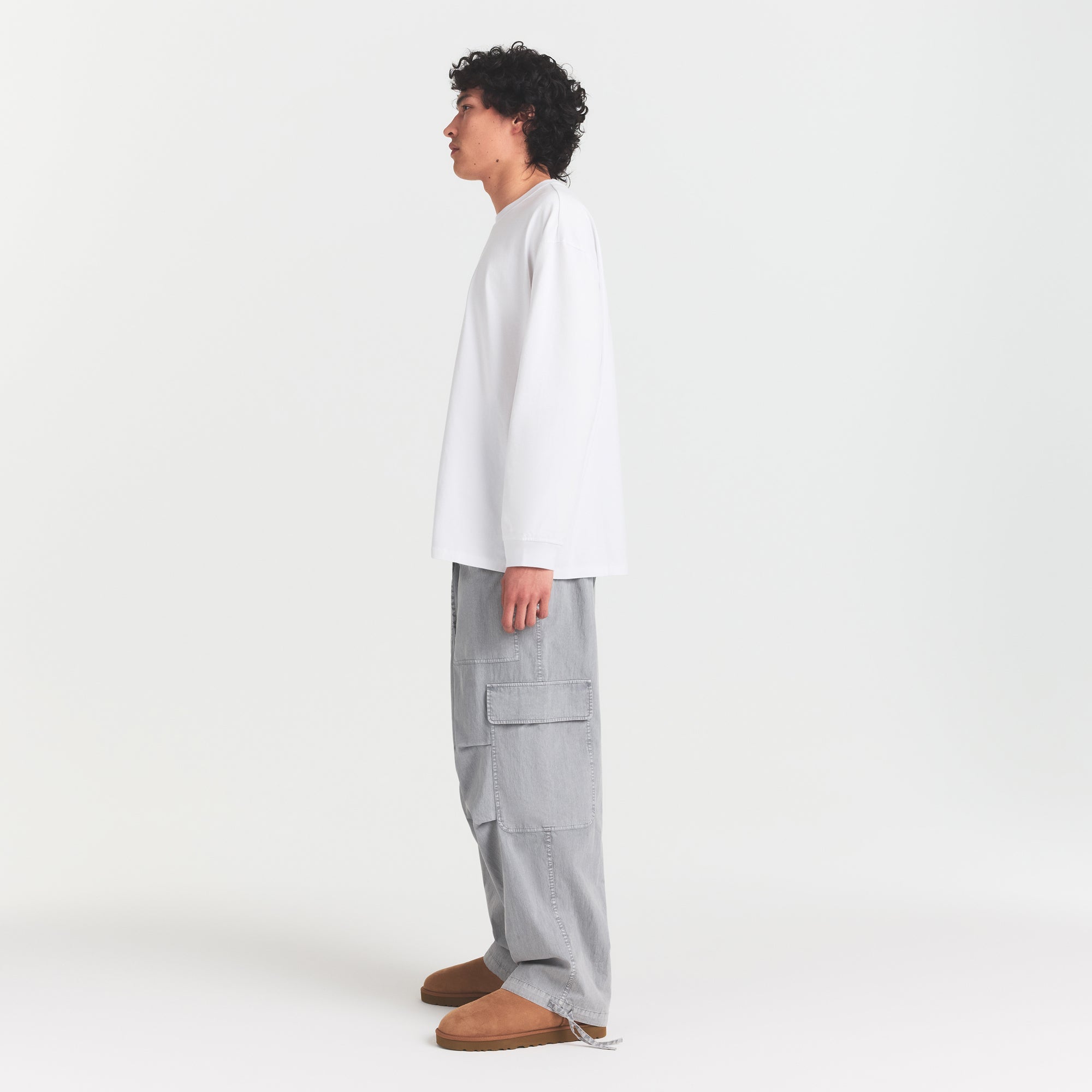 WOVEN MENS CARGO PANT | PACIFIC ON A MODEL FRONT VIEW @ | FOCUS: 0.0, 1.0, 0.9