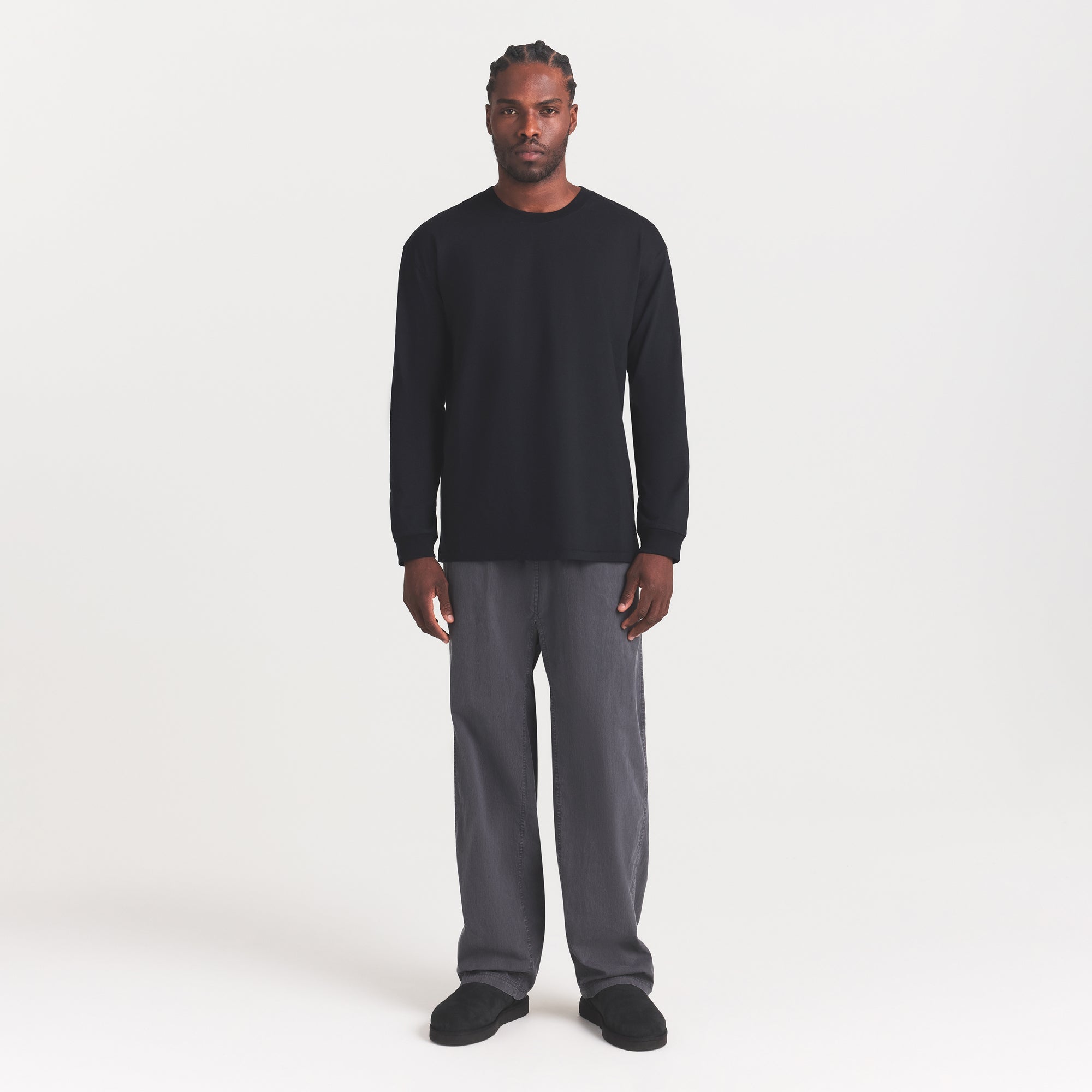 WOVEN MENS KARATE PANT | ASH ON A MODEL FRONT VIEW @ | FOCUS: 0.0, 1.0, 0.9