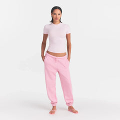COTTON FLEECE JOGGER | HALITE WITH SNOW LOGO ON A MODEL FRONT VIEW @ | FOCUS: 0.0, 1.0, 0.9
