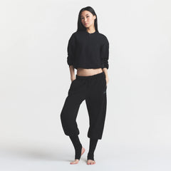 COTTON FLEECE JOGGER WITH RIB GAITERS | ONYX ON A MODEL FRONT VIEW @ | FOCUS: 0.0, 1.0, 0.9