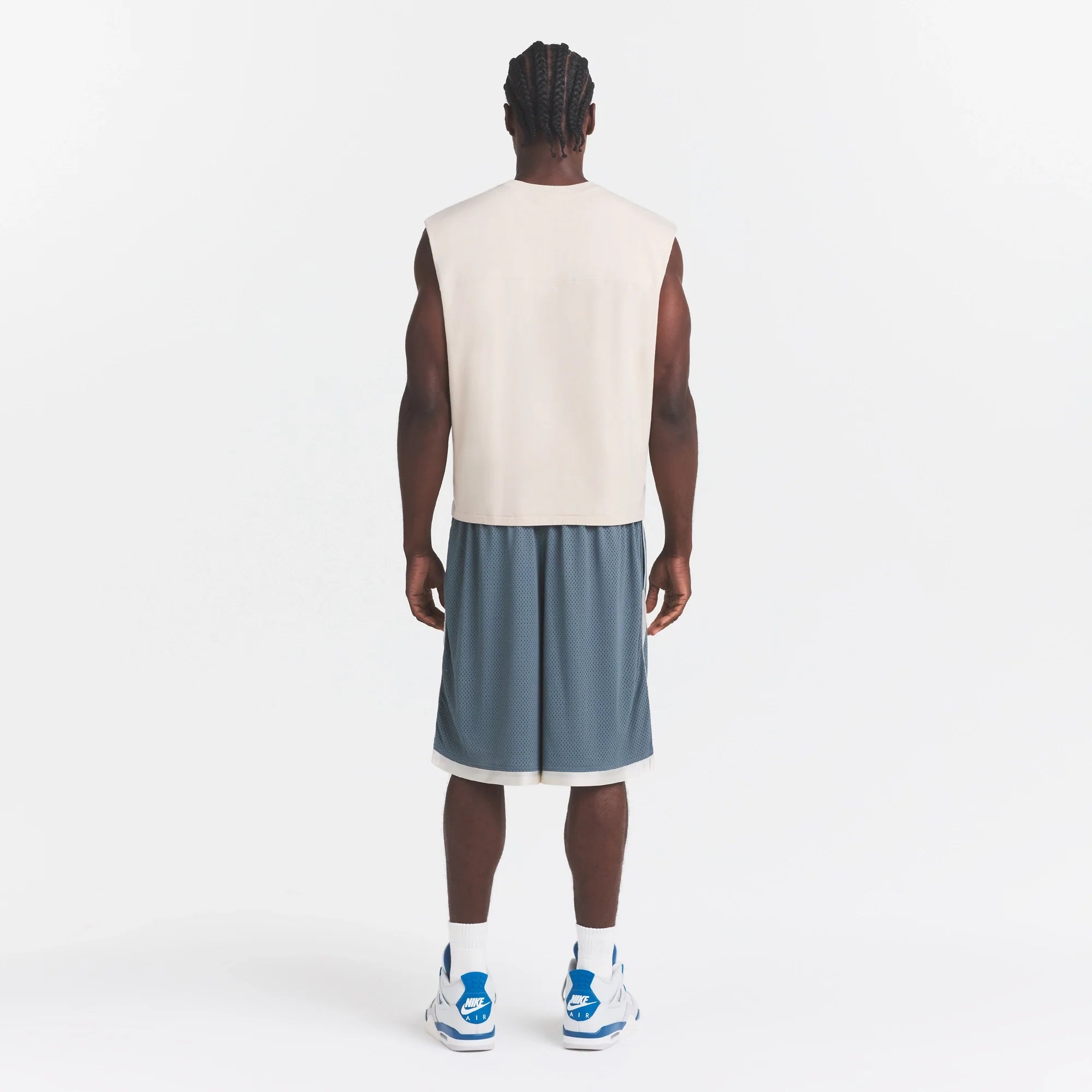 MESH APPAREL MENS LONG SHORT | ZIRCON ON A MODEL FRONT VIEW @ | FOCUS: 0.0, 1.0, 0.9