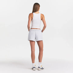 COTTON FLEECE CLASSIC SHORT | LIGHT HEATHER GREY ON A MODEL BACK VIEW @ | FOCUS: 0.0, 1.0, 0.9