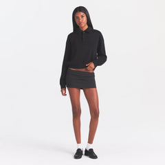 COTTON RIB FOLDOVER MINI SKIRT | SOOT ON A MODEL | FOCUS: 0.0, 1.0, 0.9