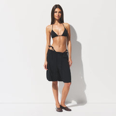 SIGNATURE SWIM TRIANGLE BIKINI TOP | ONYX ON A MODEL FRONT VIEW 