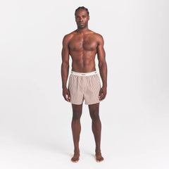 COTTON POPLIN MENS LOGO BAND BOXER | CINNAMON STONE STRIPE ON A MODEL FRONT VIEW @ | FOCUS: 0.0, 1.0, 0.9