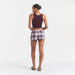 FLANNEL SLEEP CHEEKY BOXER | IRIS MICA PLAID ON A MODEL | FOCUS: 0.0, 1.0, 0.9