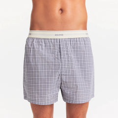 COTTON POPLIN MENS LOGO BAND BOXER | FULL MOON CHECK ON A MODEL FRONT VIEW @ | FOCUS: 0.0, 1.0, 0.9