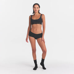 LIGHTWEIGHT COTTON LACE BOY SHORT | SOOT ON A MODEL FRONT VIEW| FOCUS: 0.0, 1.0, 0.9