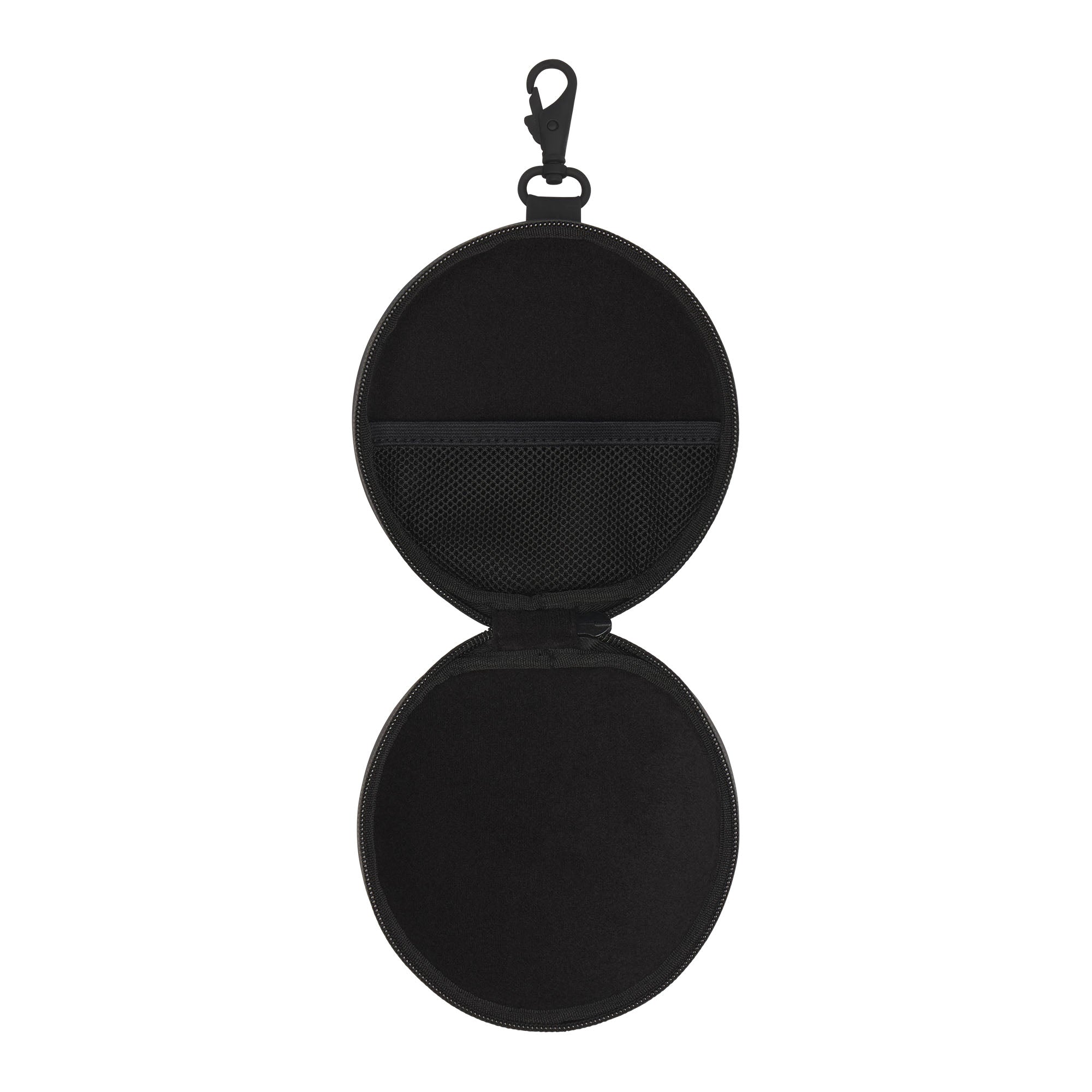 NikeSKIMS ACCESSORIES HARDSHELL ROUND CASE | OBSIDIAN & LAYS FLAT ON A WHITE BACKGROUND | FLT