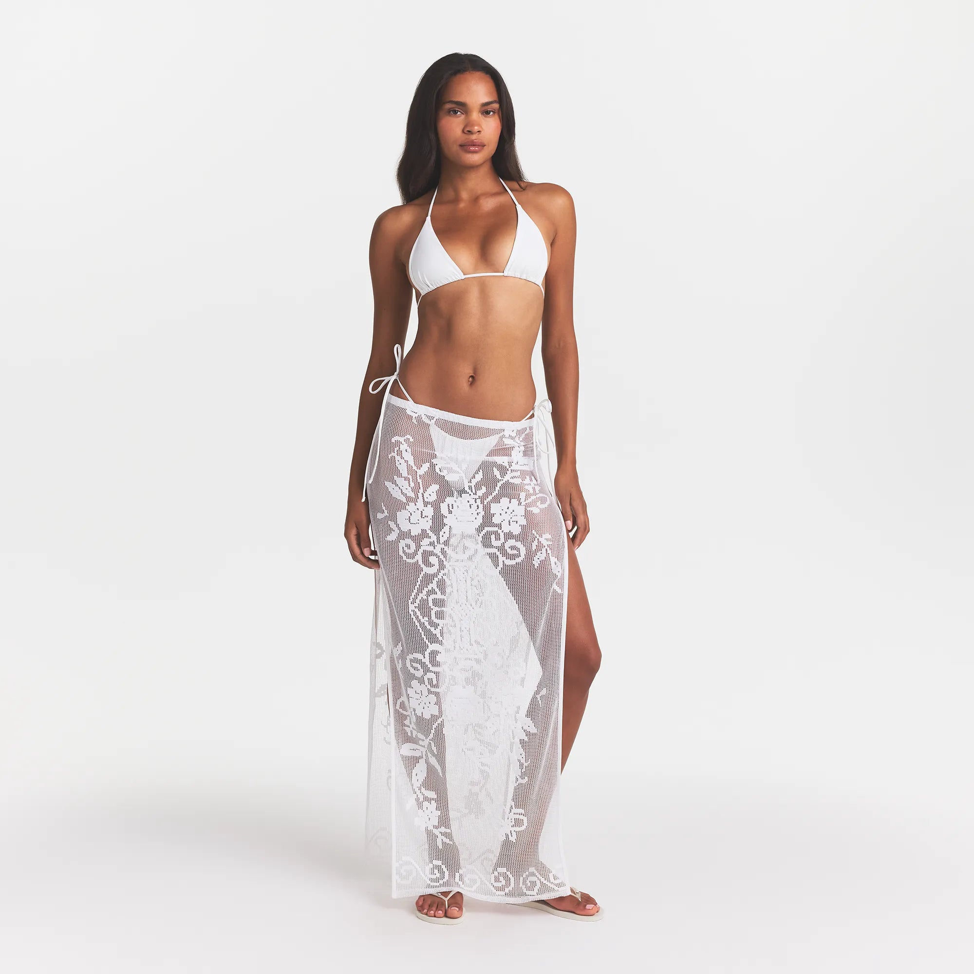 LACE COVER-UPS LONG SKIRT | SNOW ON A MODEL FRONT VIEW @ | FOCUS: 0.0, 1.0, 0.9 