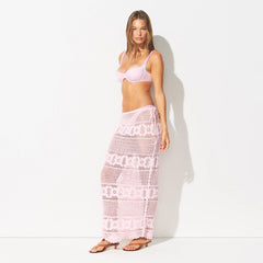SWIM COVER-UPS CROCHET LONG SKIRT | CHERRY BLOSSOM ON A MODEL FRONT VIEW @ | FOCUS: 0.0, 1.0, 0.9 