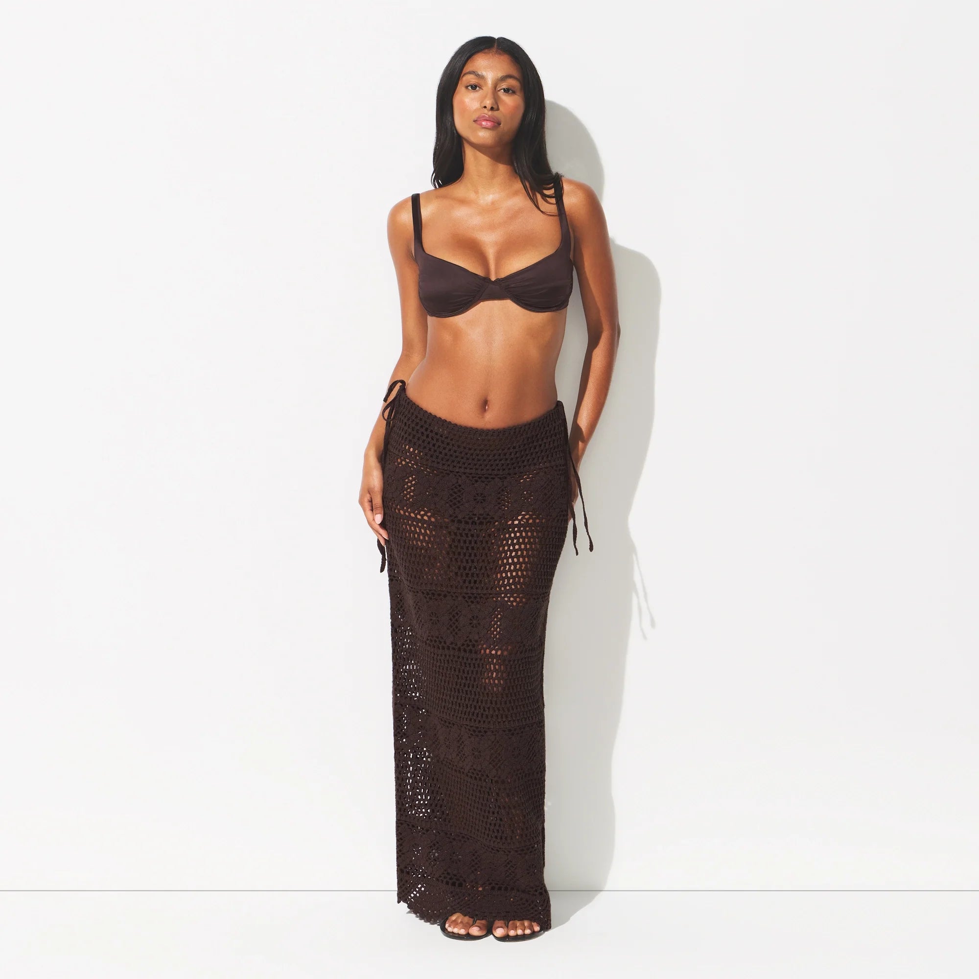 SWIM COVER-UPS CROCHET LONG SKIRT | PHOENIX ON A MODEL FRONT VIEW @ | FOCUS: 0.0, 1.0, 0.9 