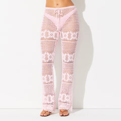 SWIM COVER-UPS CROCHET FLARE PANT | CHERRY BLOSSOM ON A MODEL SIDE VIEW @ | FOCUS: 0.0, 1.0, 0.9 