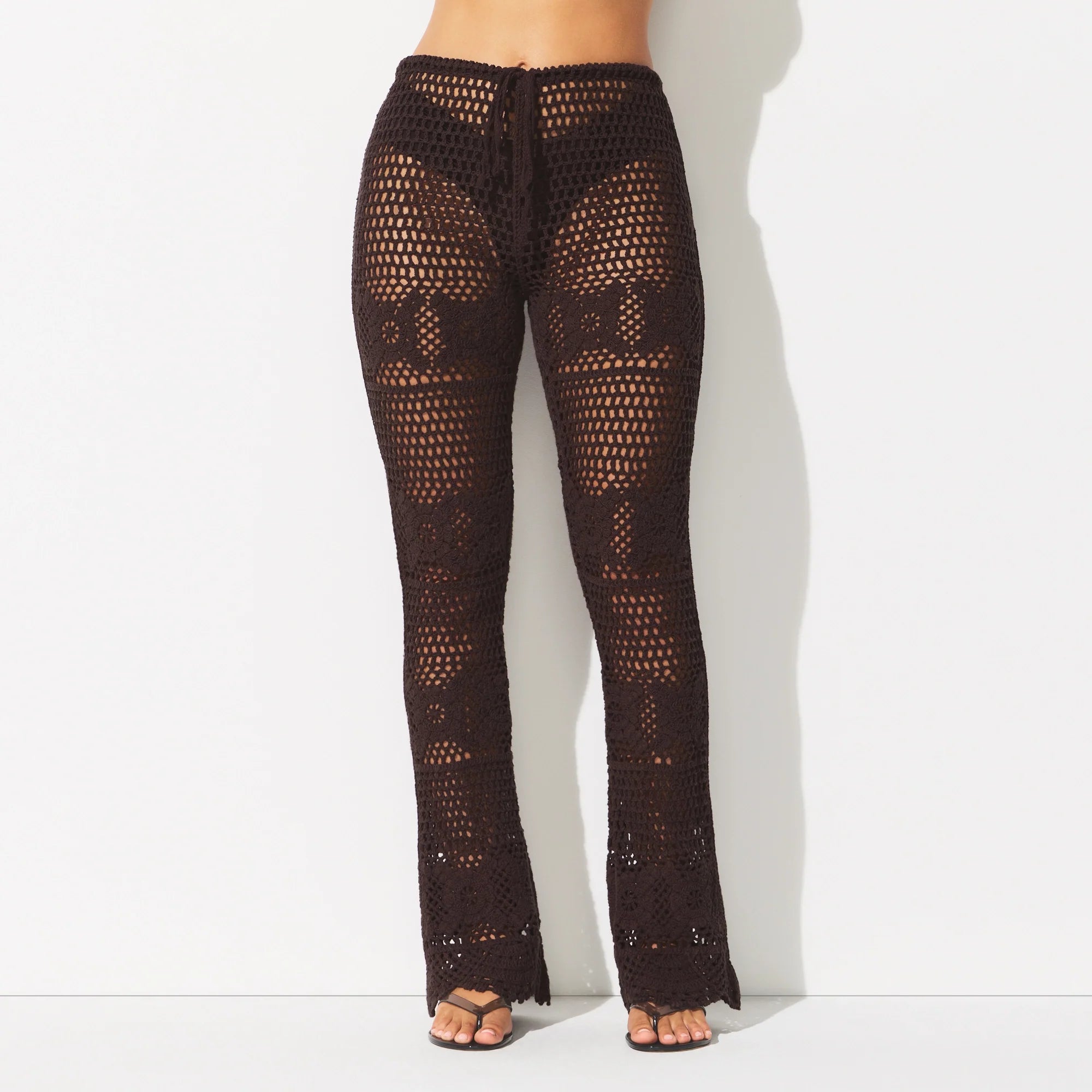SWIM COVER-UPS CROCHET FLARE PANT | PHOENIX ON A MODEL SIDE VIEW @ | FOCUS: 0.0, 1.0, 0.9 