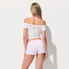 COTTON COVER-UPS SHORT | SNOW ON A MODEL FRONT VIEW @ | FOCUS: 0.0, 1.0, 0.9 