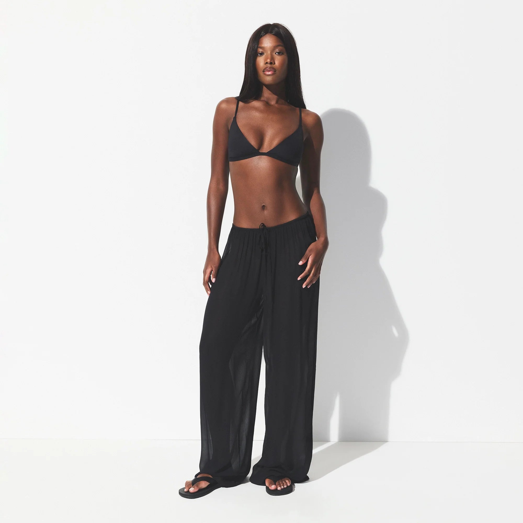 SHEER COVER-UPS PANT | OBSIDIAN ON A MODEL FRONT VIEW @ | FOCUS: 0.0, 1.0, 0.9 