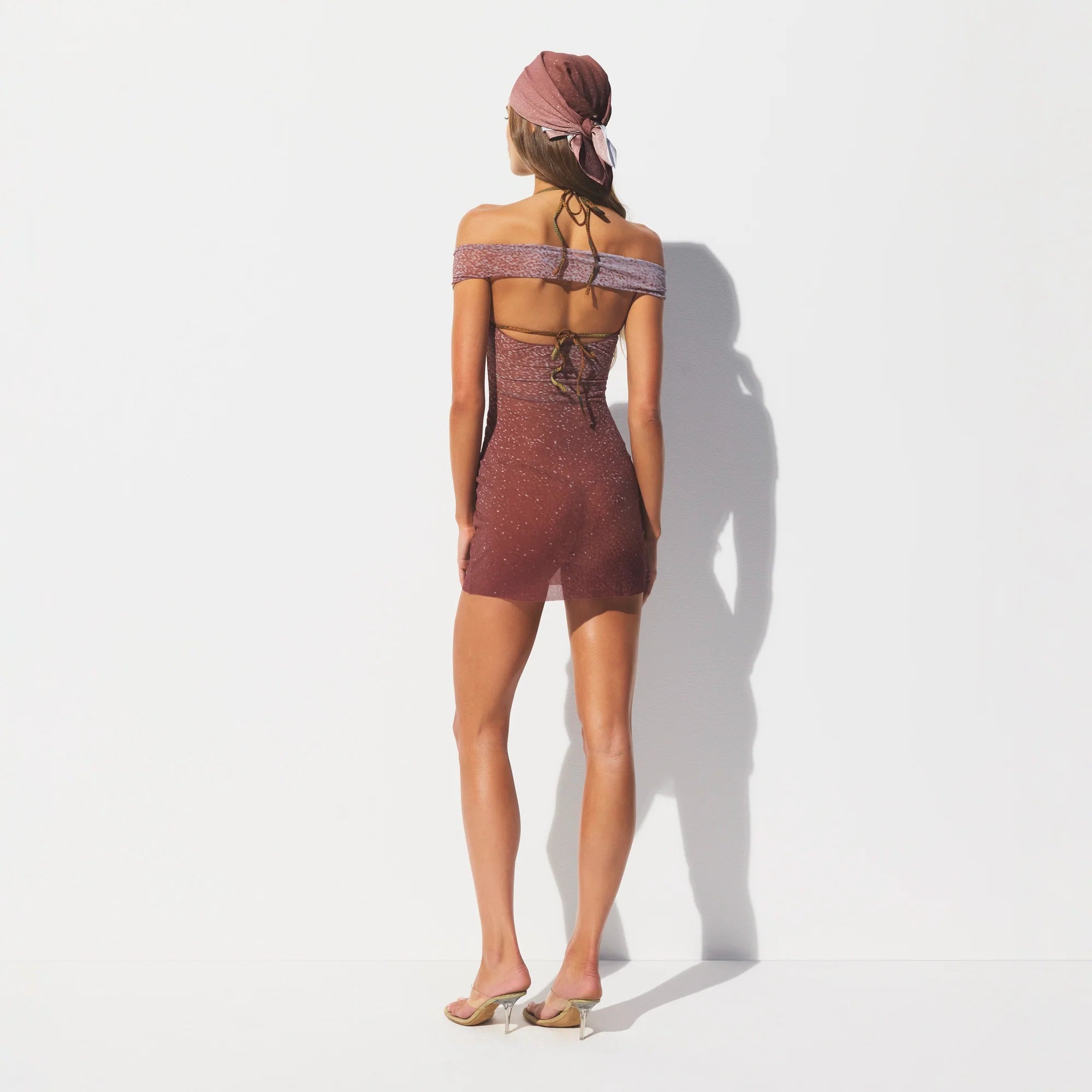 MESH COVER-UPS MINI DRESS | HENNA FK BODY PRINT ON A MODEL BACK VIEW @ | FOCUS: 0.0, 1.0, 0.9