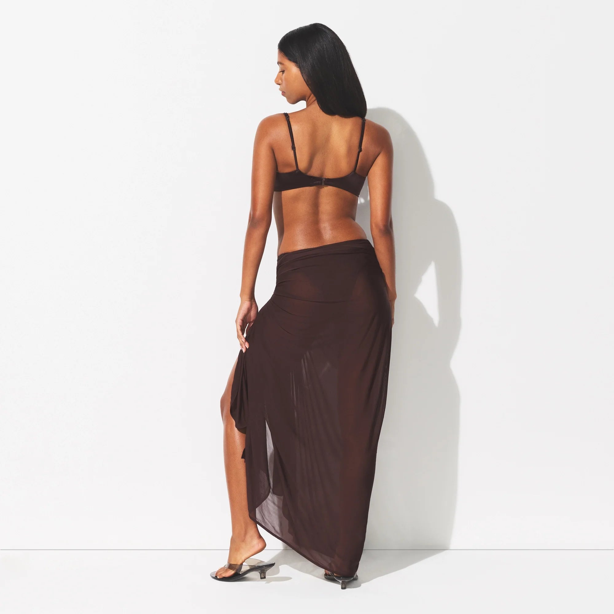 SWIM COVER-UPS SHEER SARONG | PHOENIX ON A MODEL FRONT VIEW @ | FOCUS: 0.0, 1.0, 0.9 