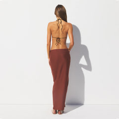 COTTON JERSEY COVER-UPS TIE SARONG | HENNA ON A MODEL FRONT VIEW @ | FOCUS: 0.0, 1.0, 0.9 
