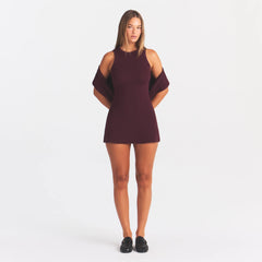 COTTON RIB TANK DRESS | CURRANT ON A MODEL | FOCUS: 0.0, 1.0, 0.9
