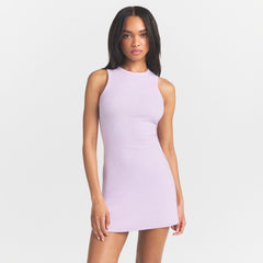 COTTON RIB TANK DRESS | SUGAR PLUM ON A MODEL SIDE VIEW @ | FOCUS: 0.0, 1.0, 0.9
