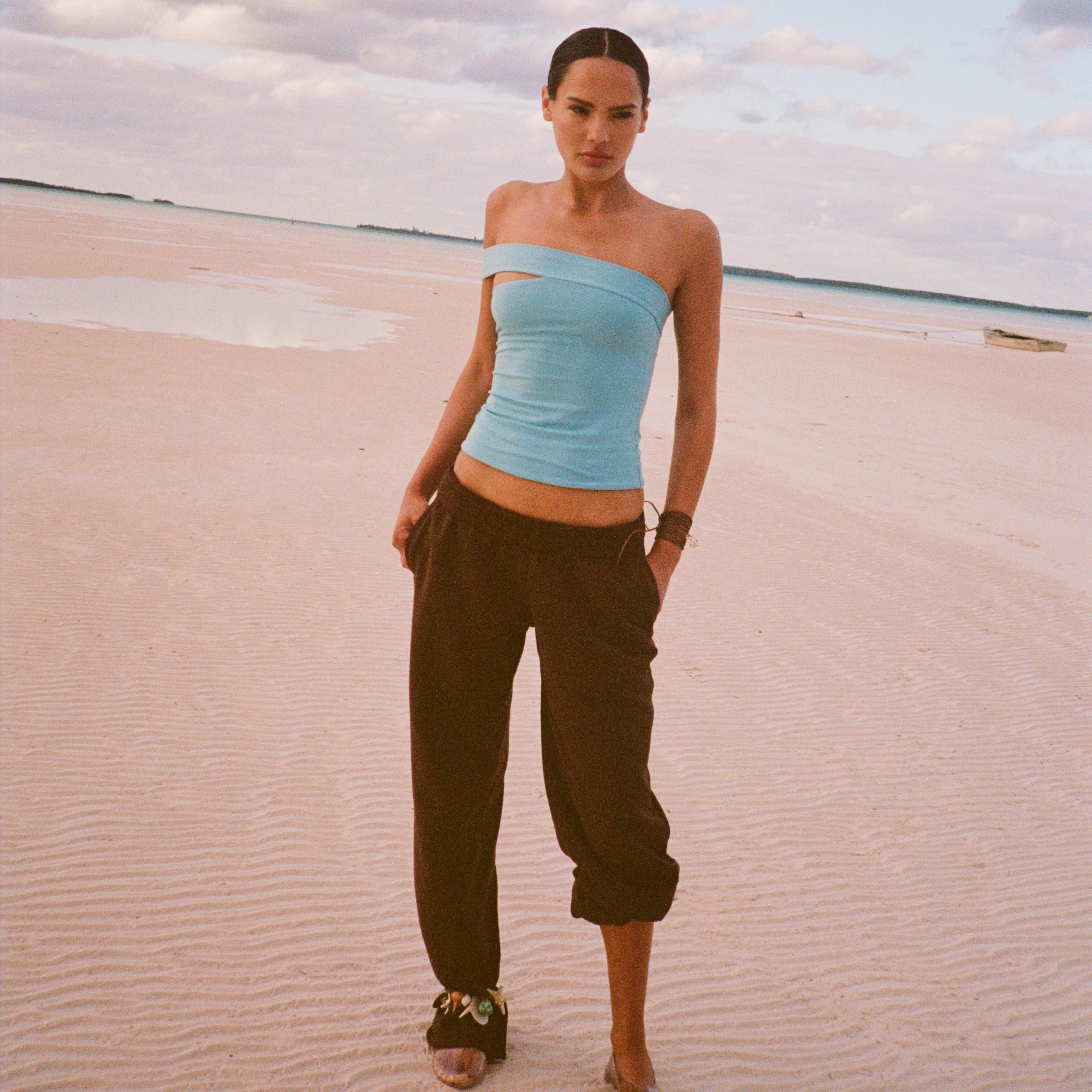 COTTON JERSEY ASYMMETRICAL TOP | CAMPAIGN WATER