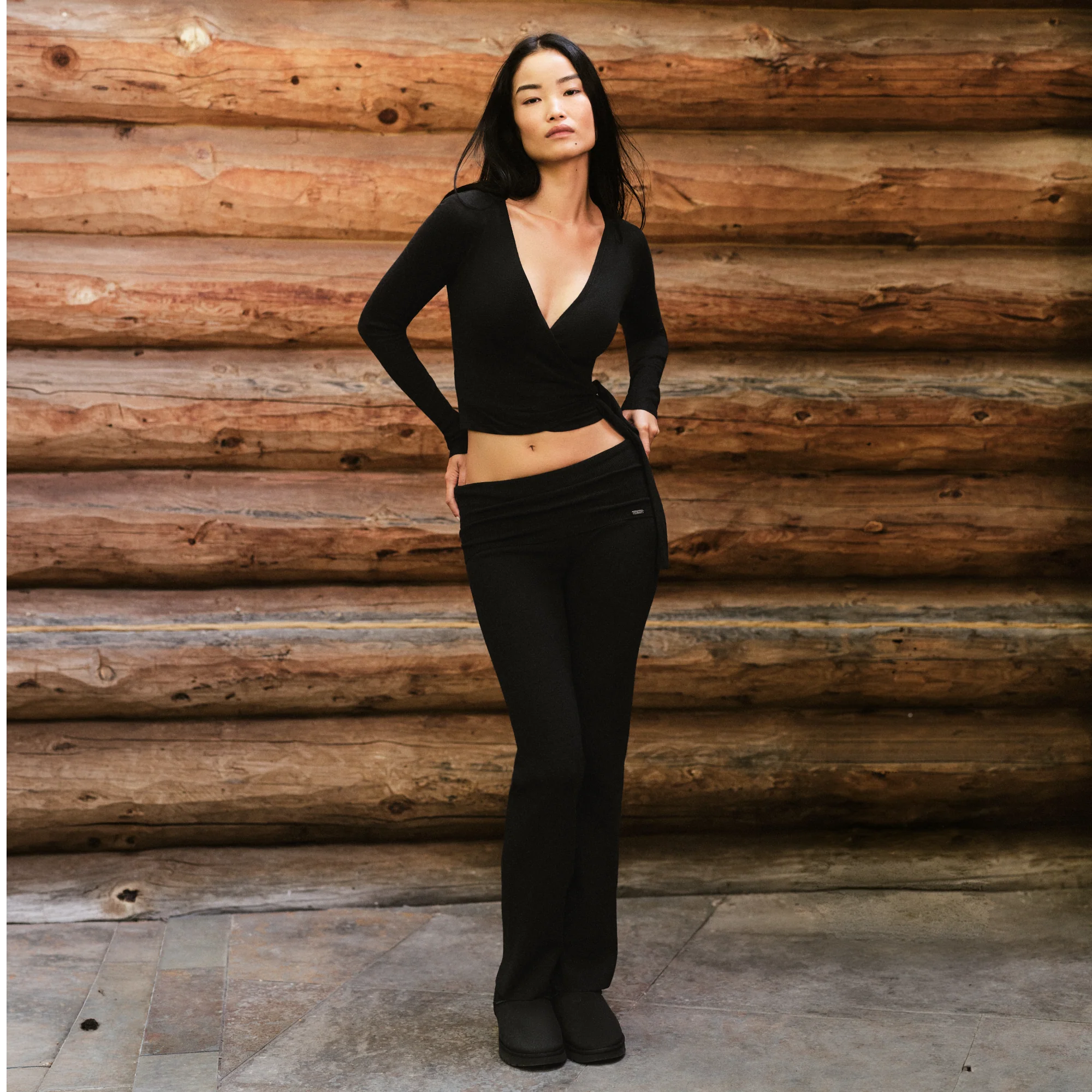 ESSENTIAL KNIT WRAP SWEATER ONYX CAMPAIGN IMAGERY | FOCUS: 0.0, 1.0, 0.9