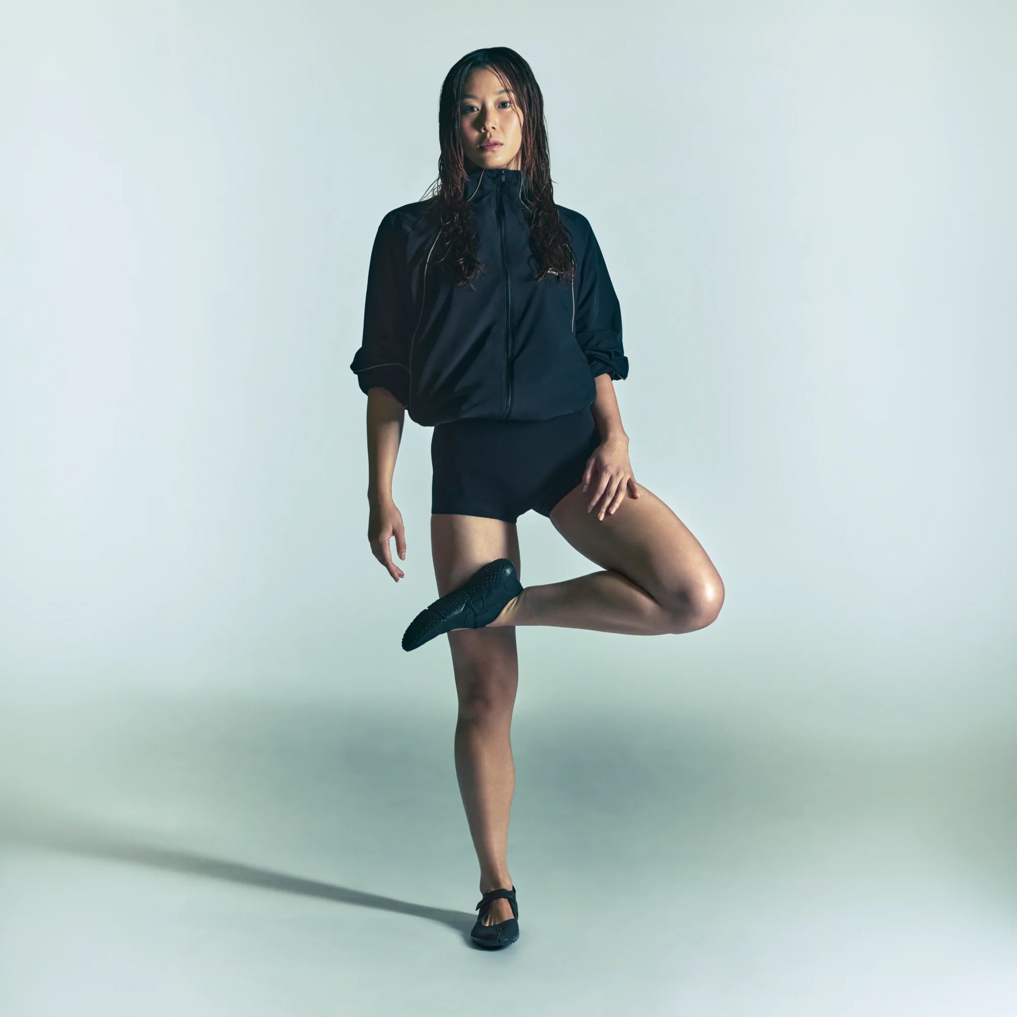NikeSKIMS STRETCH NYLON OVERSIZED TRACK JACKET | OBSIDIAN CAMPAIGN IMAGERY @ | FOCUS: 0.0, 1.0, 0.9