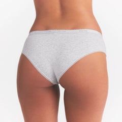 LIGHTWEIGHT COTTON LOGO PICOT HIPSTER | LIGHT HEATHER GREY ON A MODEL SIDE VIEW | FOCUS: 0.0, 1.0, 0.9