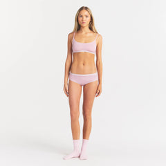 LIGHTWEIGHT COTTON LOGO PICOT HIPSTER | PEONY ON A MODEL FRONT VIEW @ | FOCUS: 0.0, 1.0, 0.9