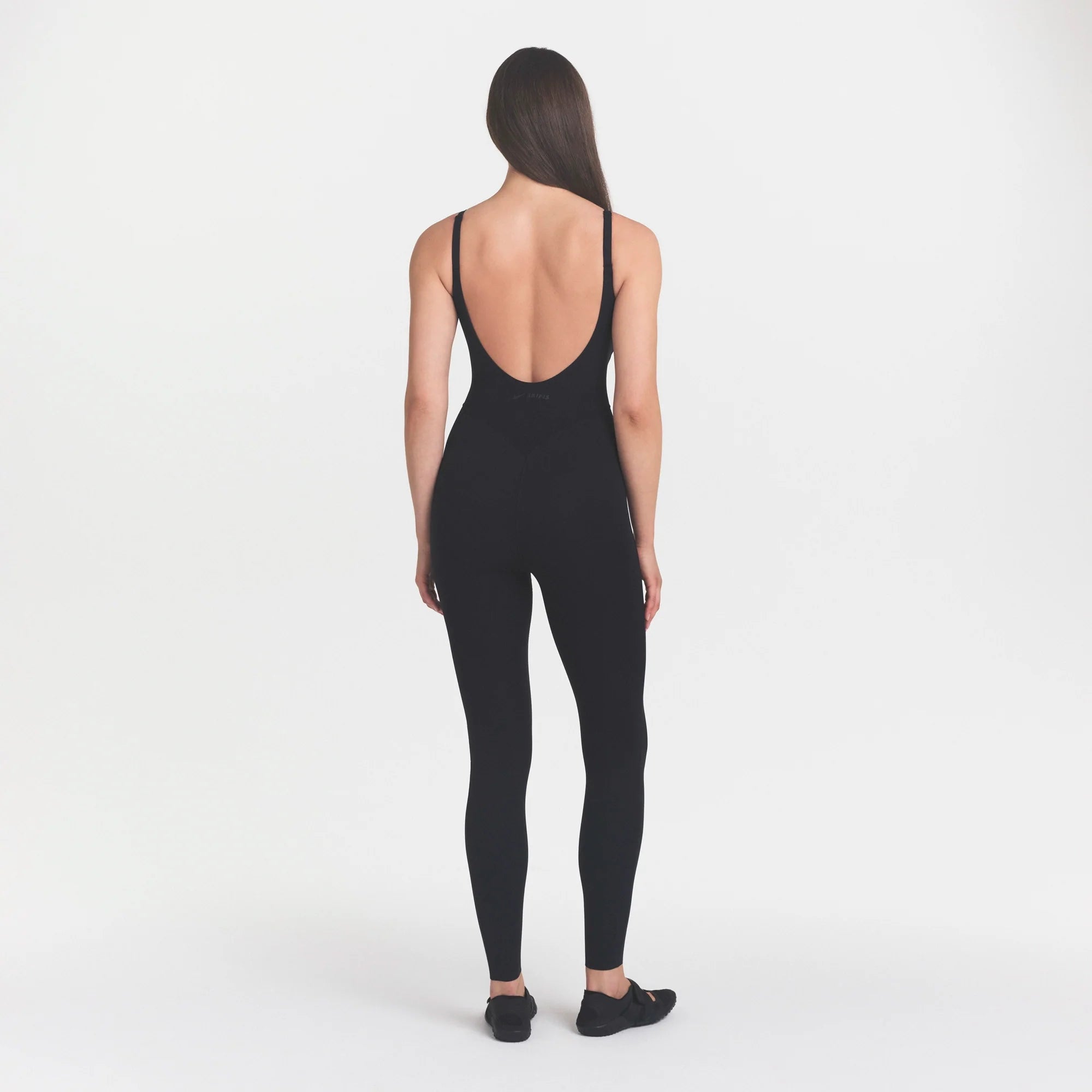 NikeSKIMS STUDIO STRETCH LONG 29" ONE PIECE | OBSIDIANON A MODEL FRONT 