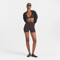 NikeSKIMS STUDIO STRETCH 5" BIKER SHORT | DARK ROASTON A MODEL FRONT 